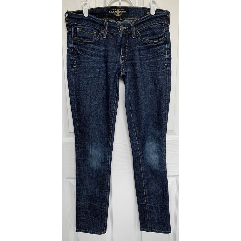 Lucky Brand Zoe Skinny Jeans Women's 4/27 Dark Wash Stretch  Premium Denim EUC‎